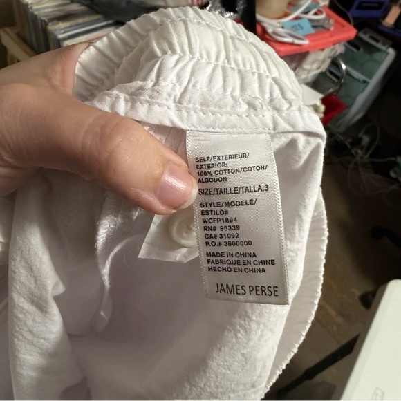 James Perse Crinkled Poplin Pants White Size 3 US Large T2 - Picture 5 of 8